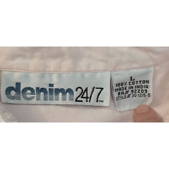 Denim 24/7 Light Pink Button-Down Shirt With Pockets L fairycore cottagecore - Picture 5 of 7